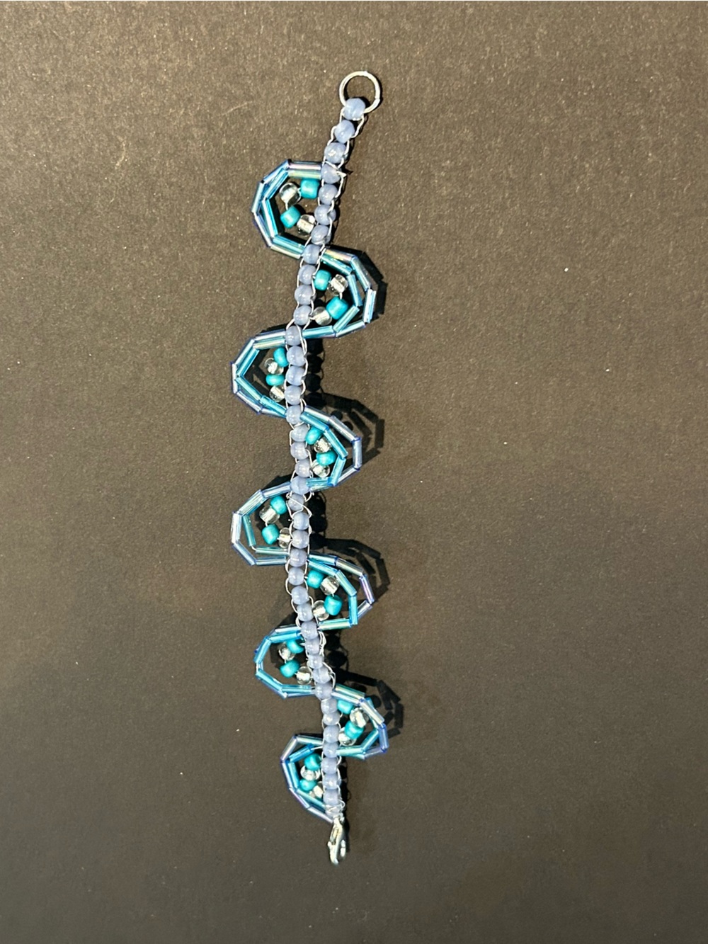Handmade Beaded Blue Ocean Spiral Bracelet - Picture 7 of 8
